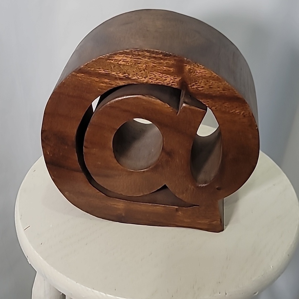 3/$30 Wood Desktop @ AT symbol dark stain accent decor office